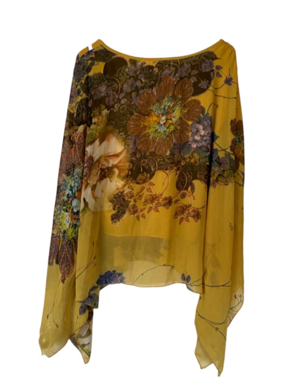 Sunshine Yellow Chiffon Floral Tunic Size L